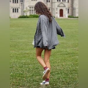 NWT Aerie Gray Oversized 100% Cotton Button Down Shirt